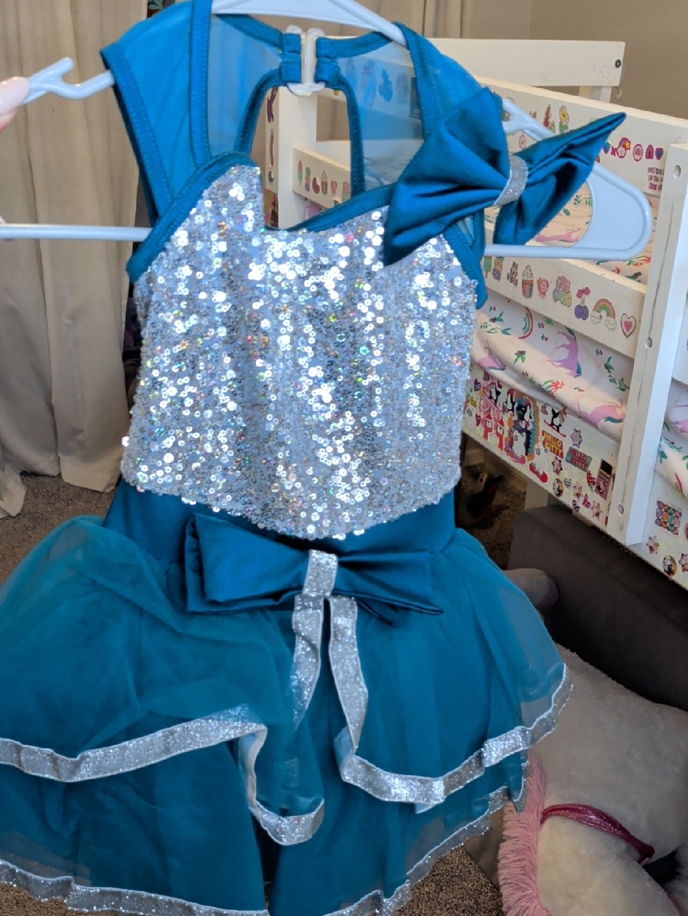 Weissman Teal Sequin Bow Dance Costume